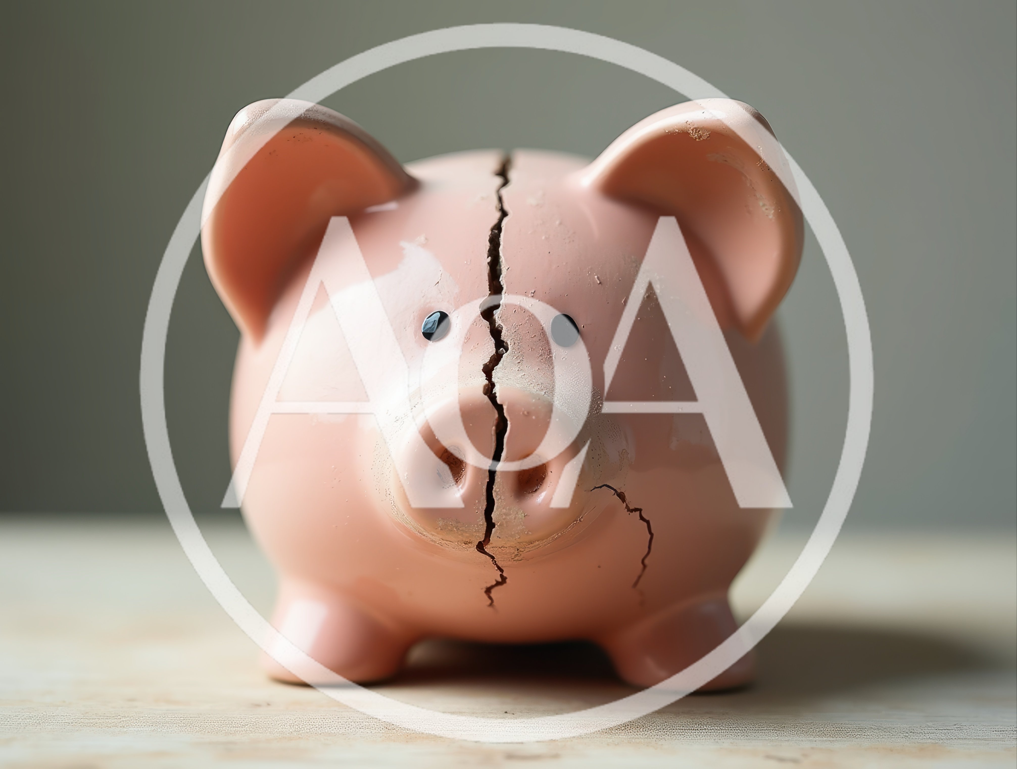 Cracked Pink Ceramic Piggy Bank