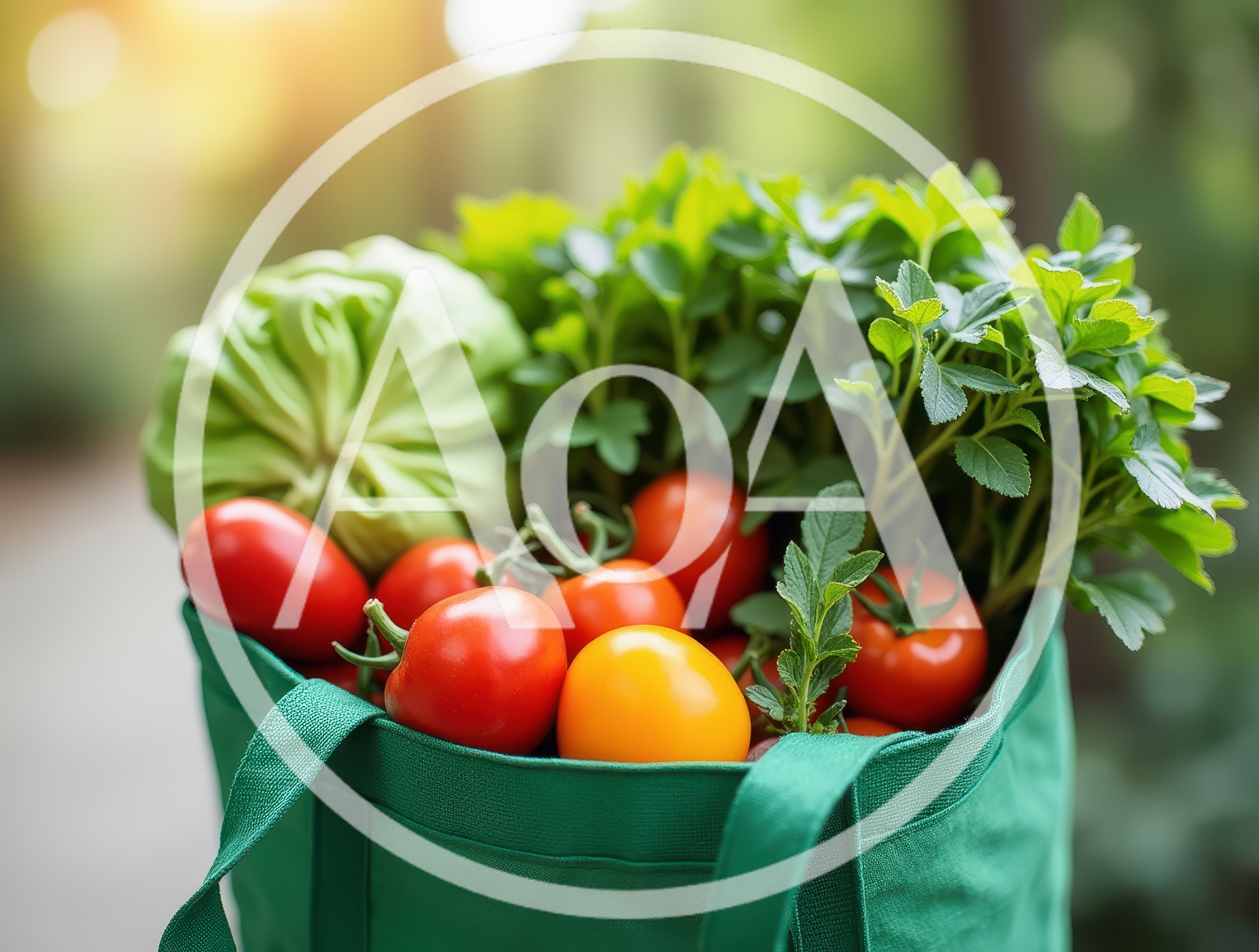 Fresh Vegetables In A Green Reusable Shopping Bag