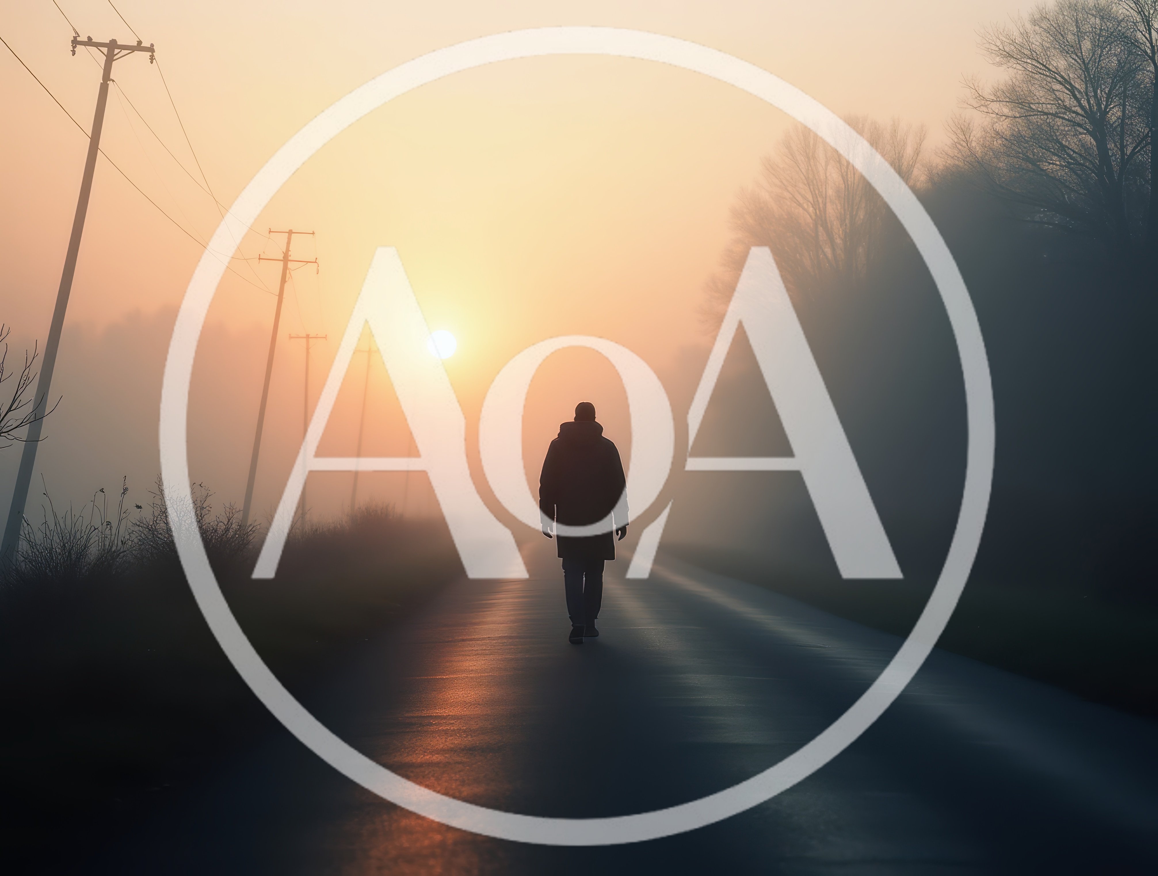 Lone Person Walking Down A Foggy Country Road