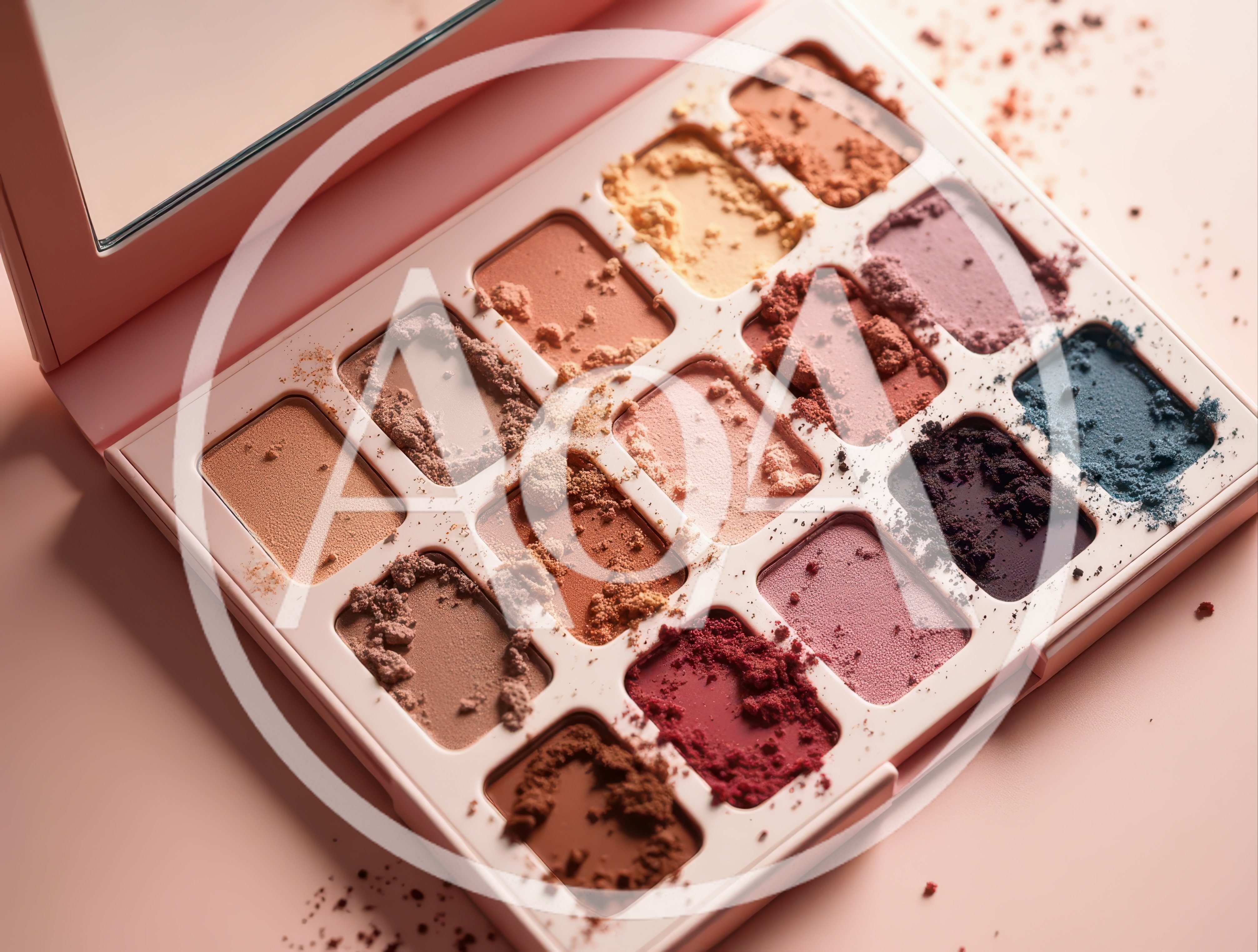 Open Eyeshadow Palette With Crumbled Pigments