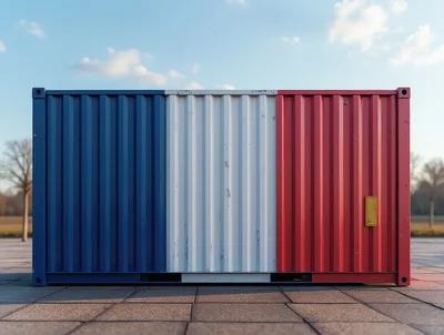Shipping Container Painted With The French Flag