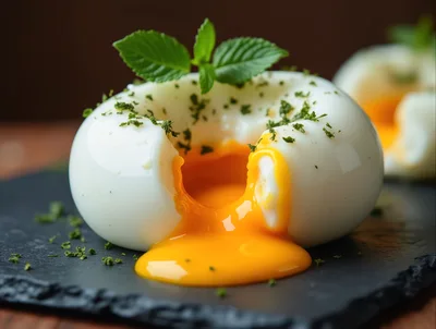 Soft Boiled Egg With Runny Yolk On Slate