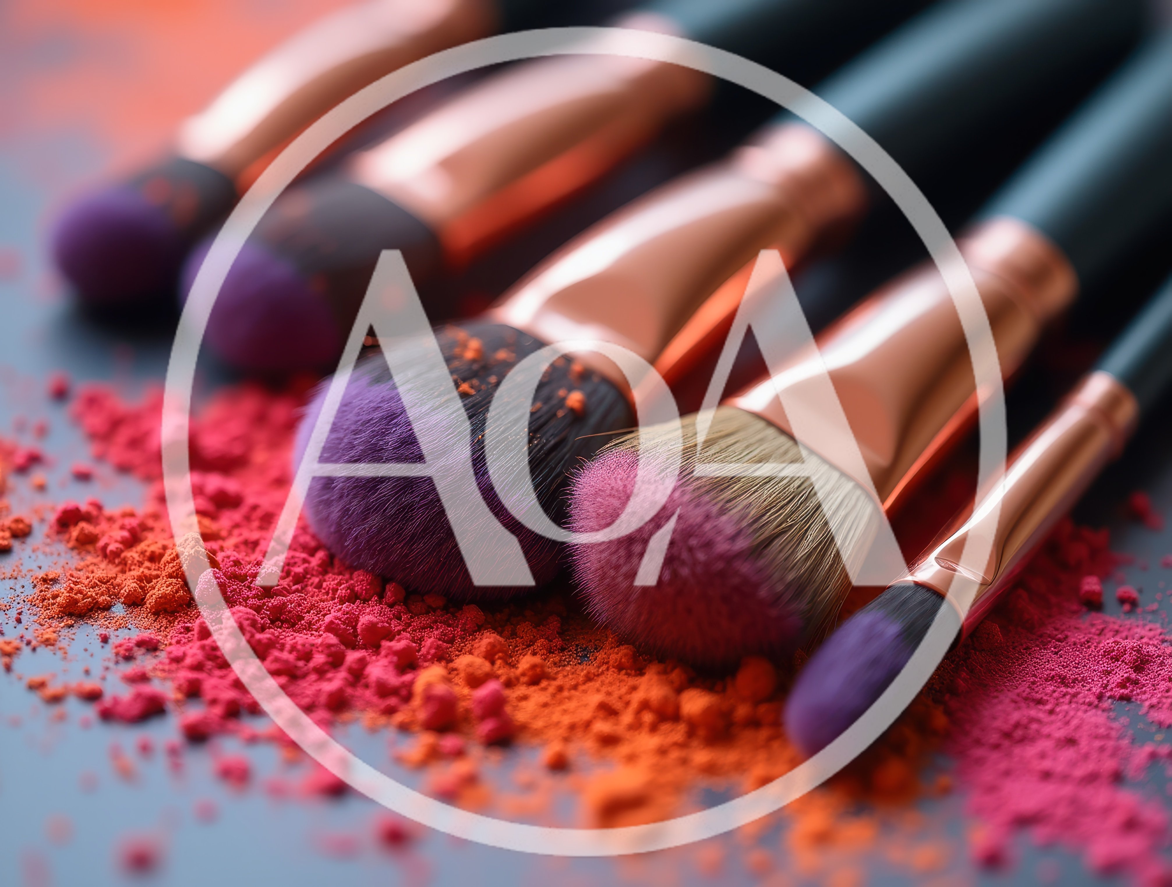 Professional Makeup Brushes With Vibrant Cosmetic Powder