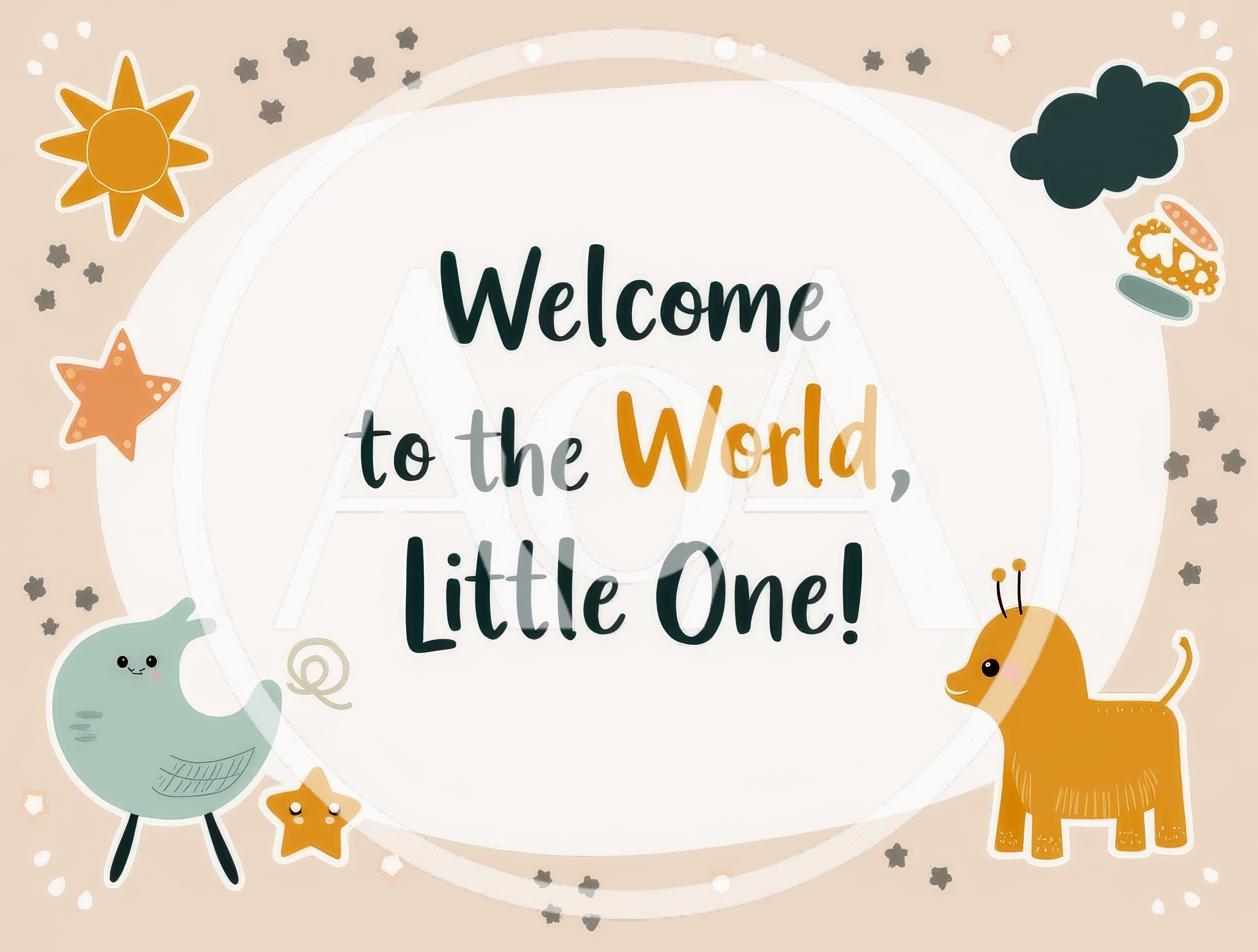 Welcome To The World Little One Baby Greeting Card