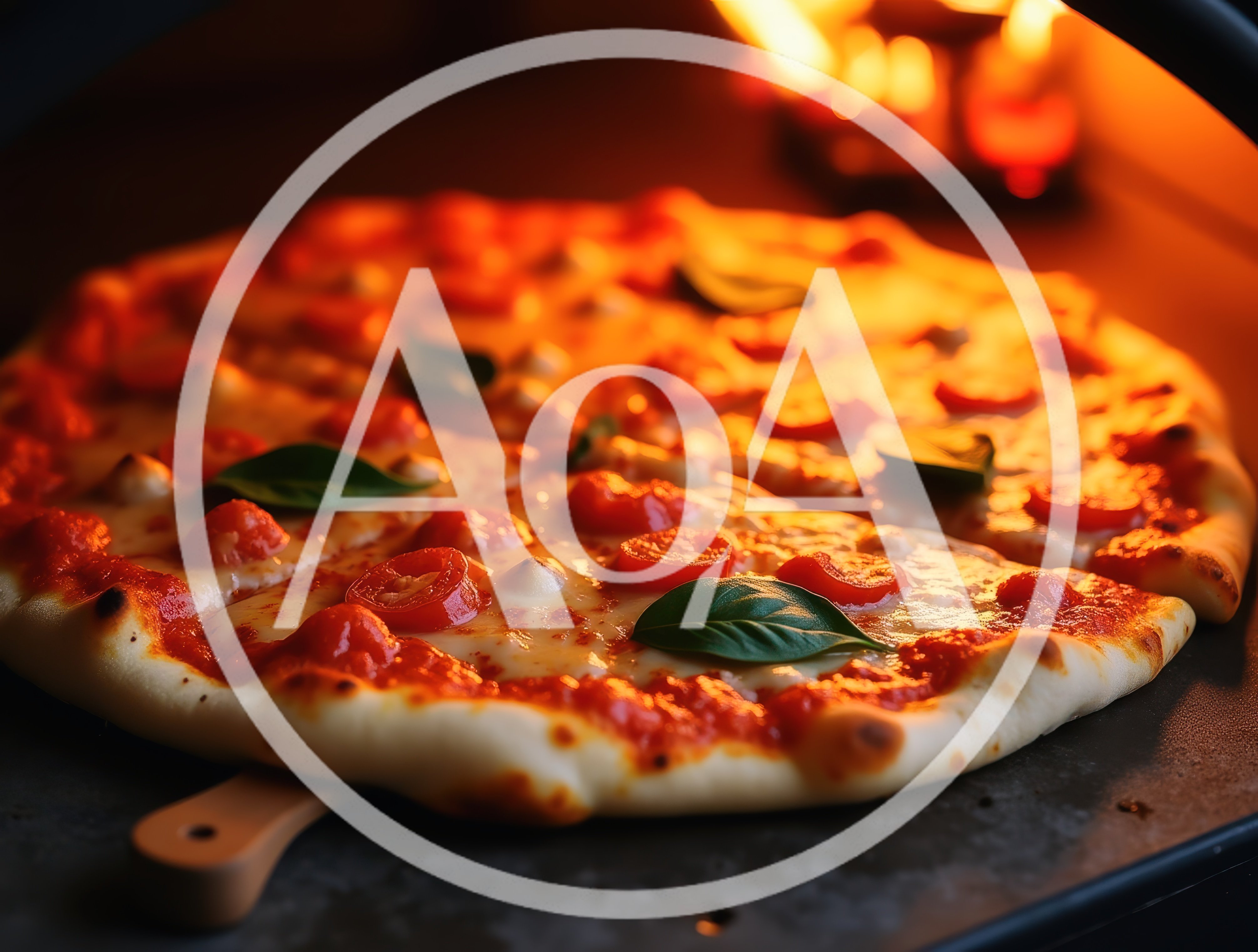 Fresh Margherita Pizza Baking In A Wood Fired Oven