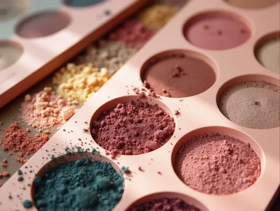 Close Up Of Colorful Cosmetic Eyeshadow Palette