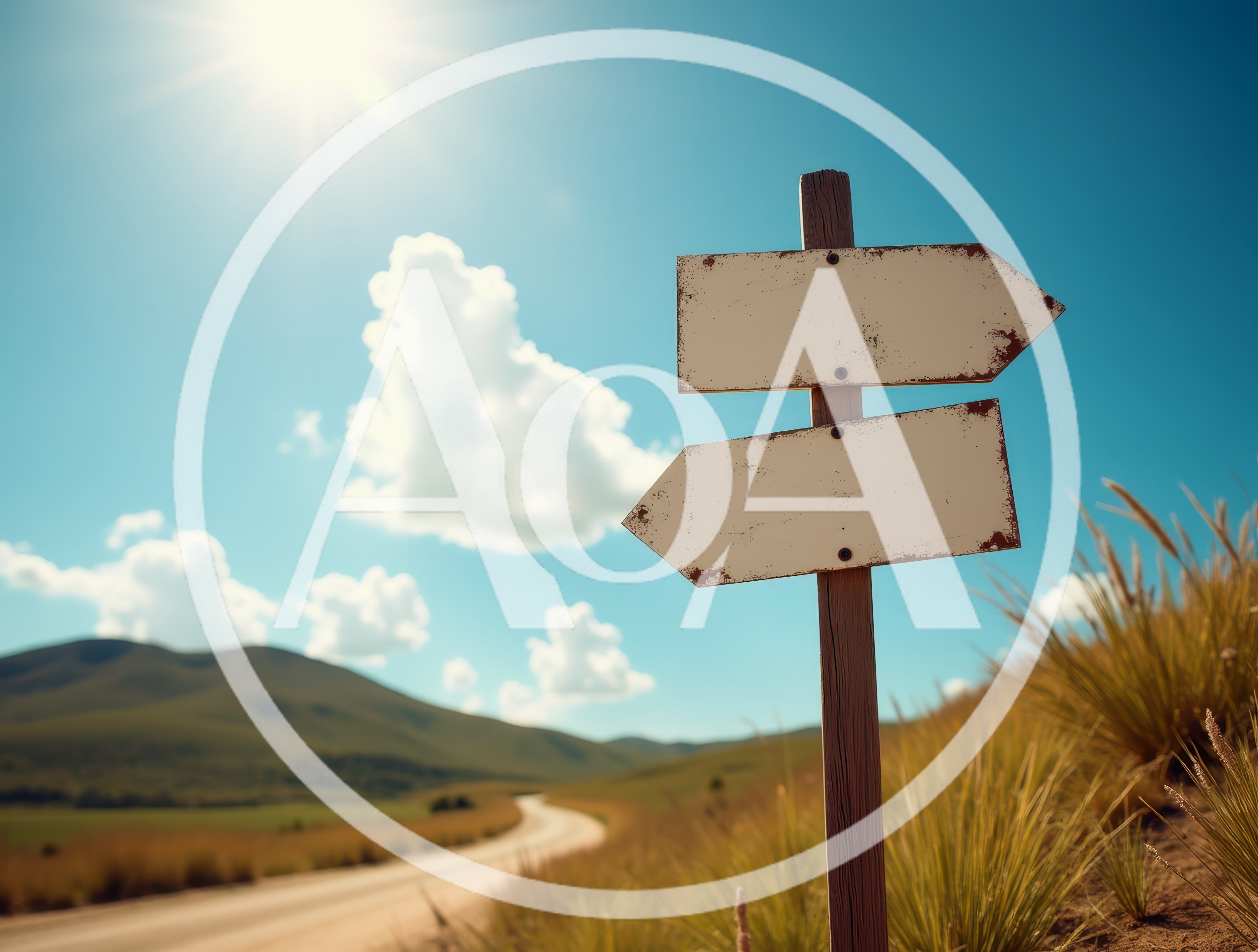 Blank Wooden Directional Signpost On A Country Road