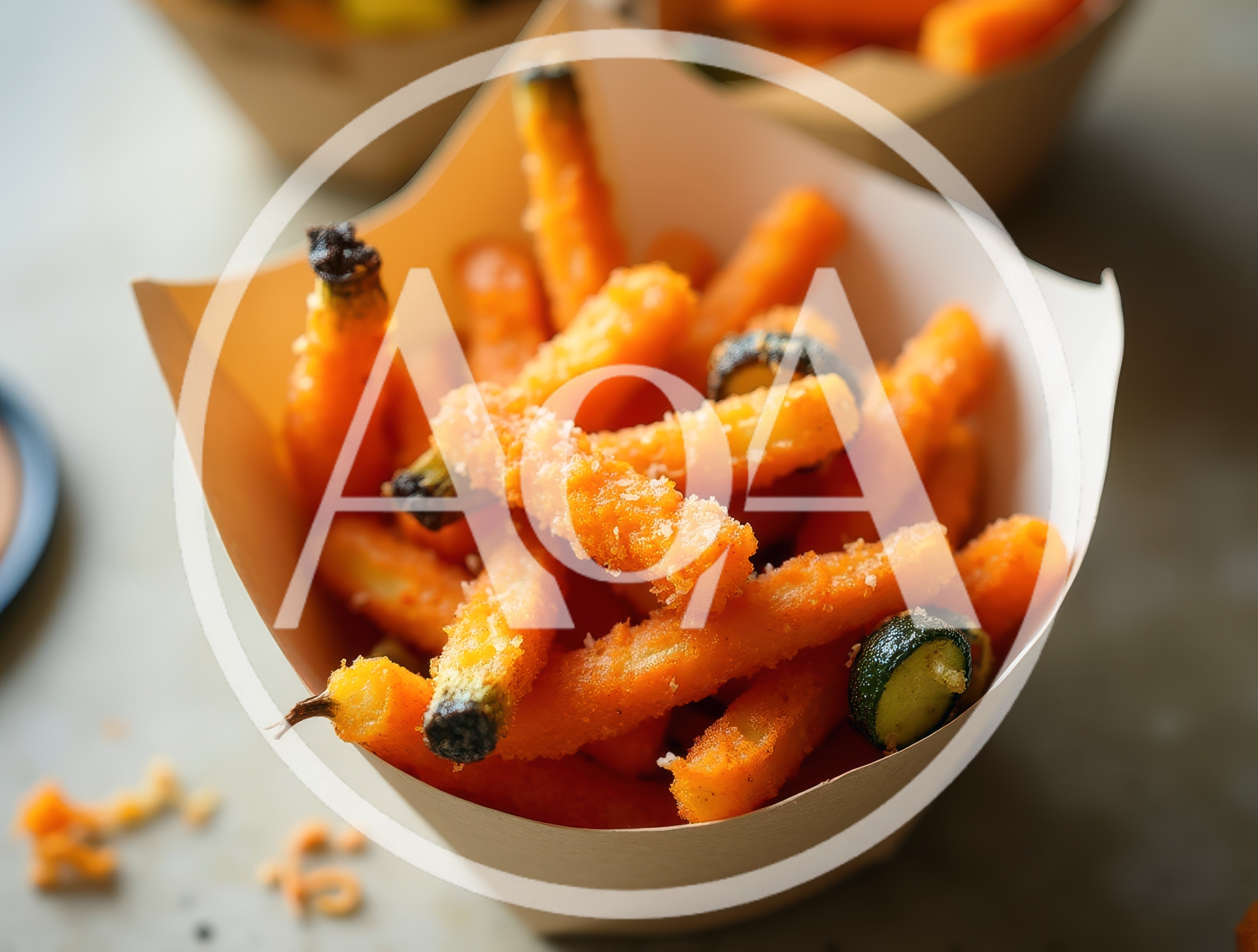 Crispy Fried Carrot Sticks In A Paper Cone