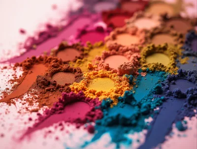 Vibrant Cosmetic Eyeshadow Powder Swatches And Pigments