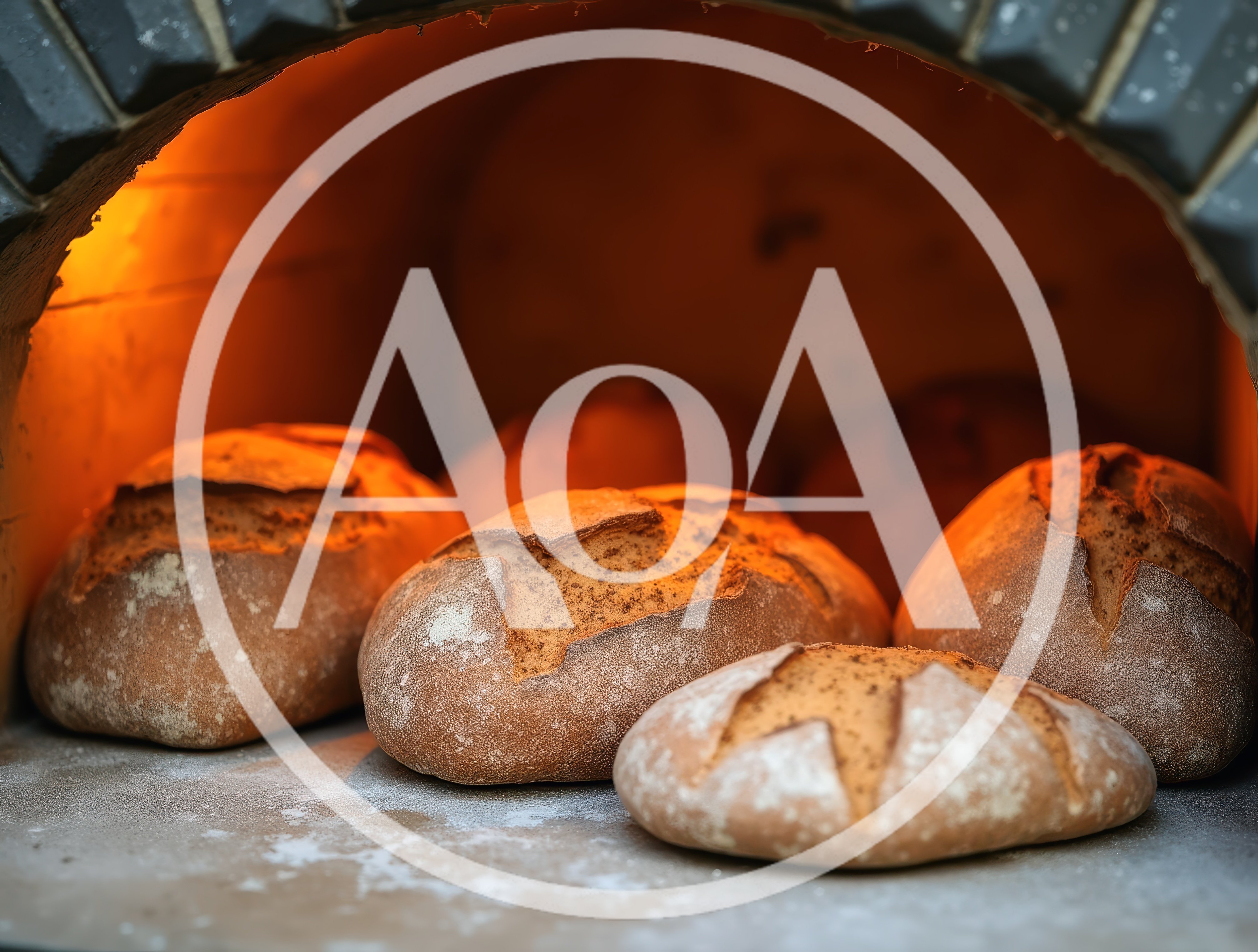 Artisan Bread Loaves Baking Inside A Wood Fired Oven