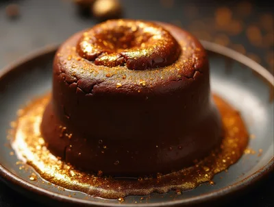 Gourmet Chocolate Lava Cake With Edible Gold Dust