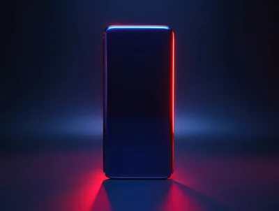 Modern Smartphone With Glowing Red Neon Edge Lighting