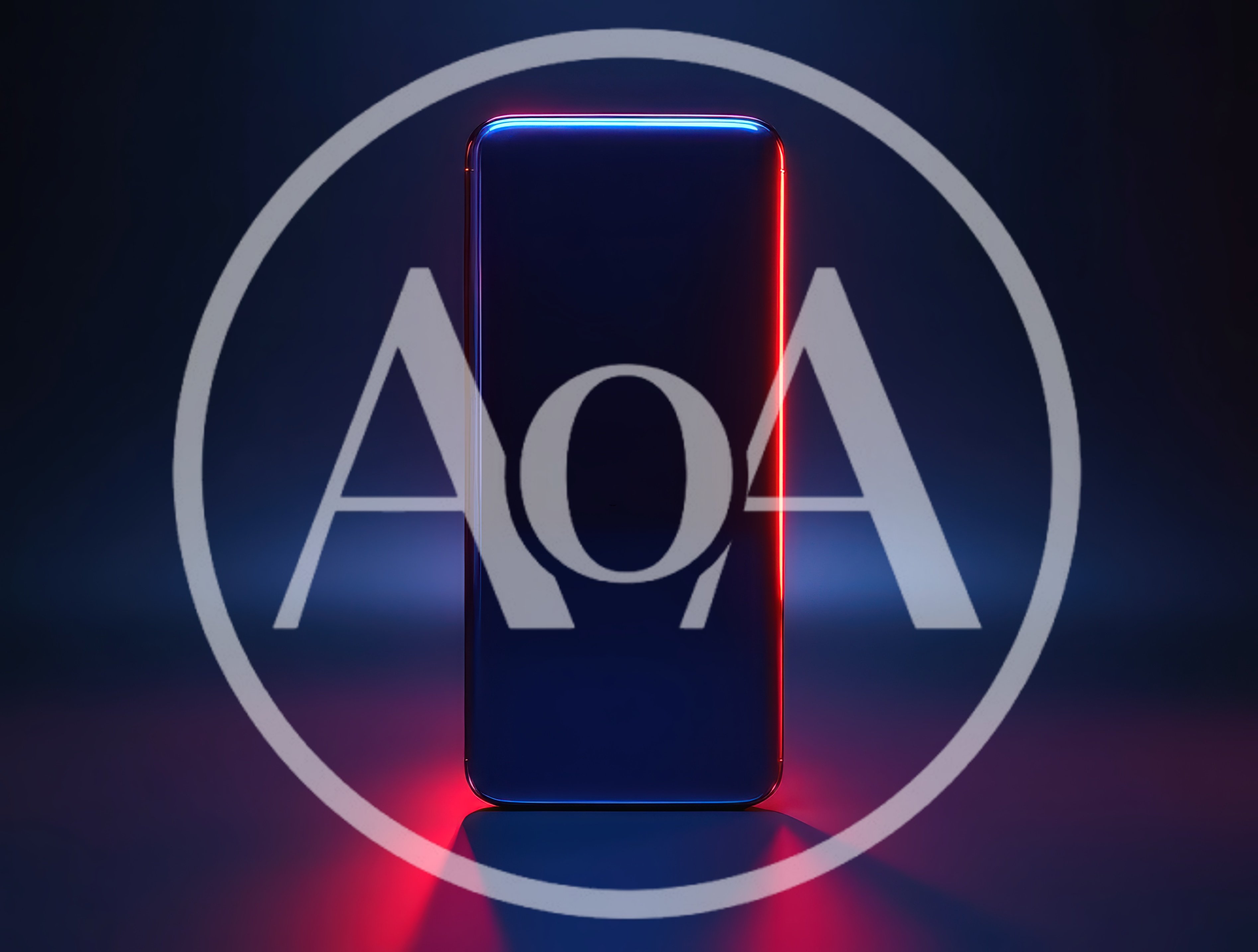 Modern Smartphone With Glowing Red Neon Edge Lighting