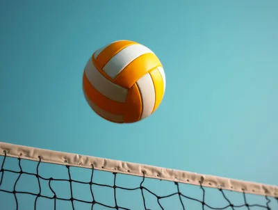 Volleyball Flying Over The Net