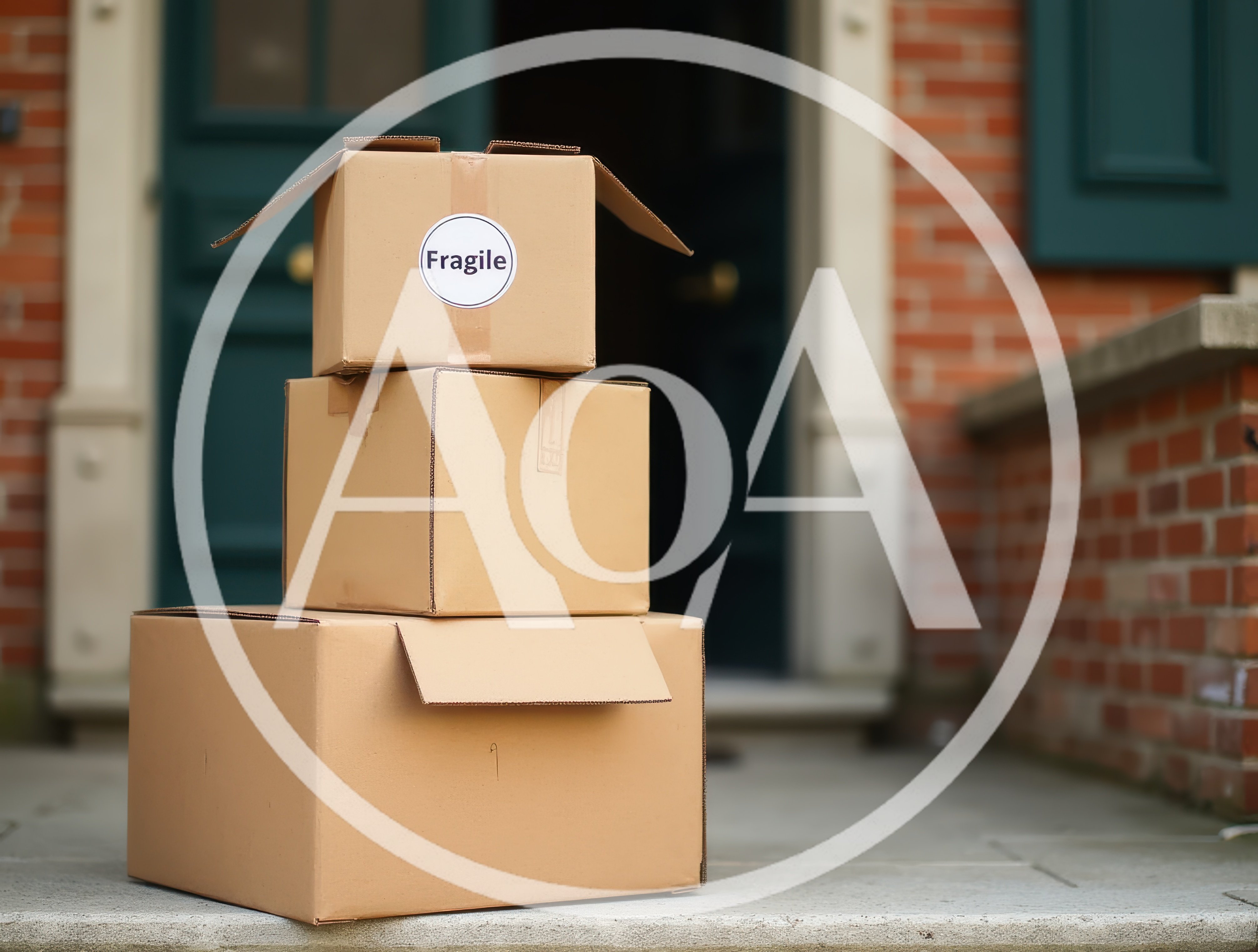Stack of Cardboard Delivery Boxes on Front Porch
