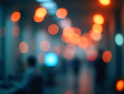 Blurred Office Interior With Bokeh Lighting Effects