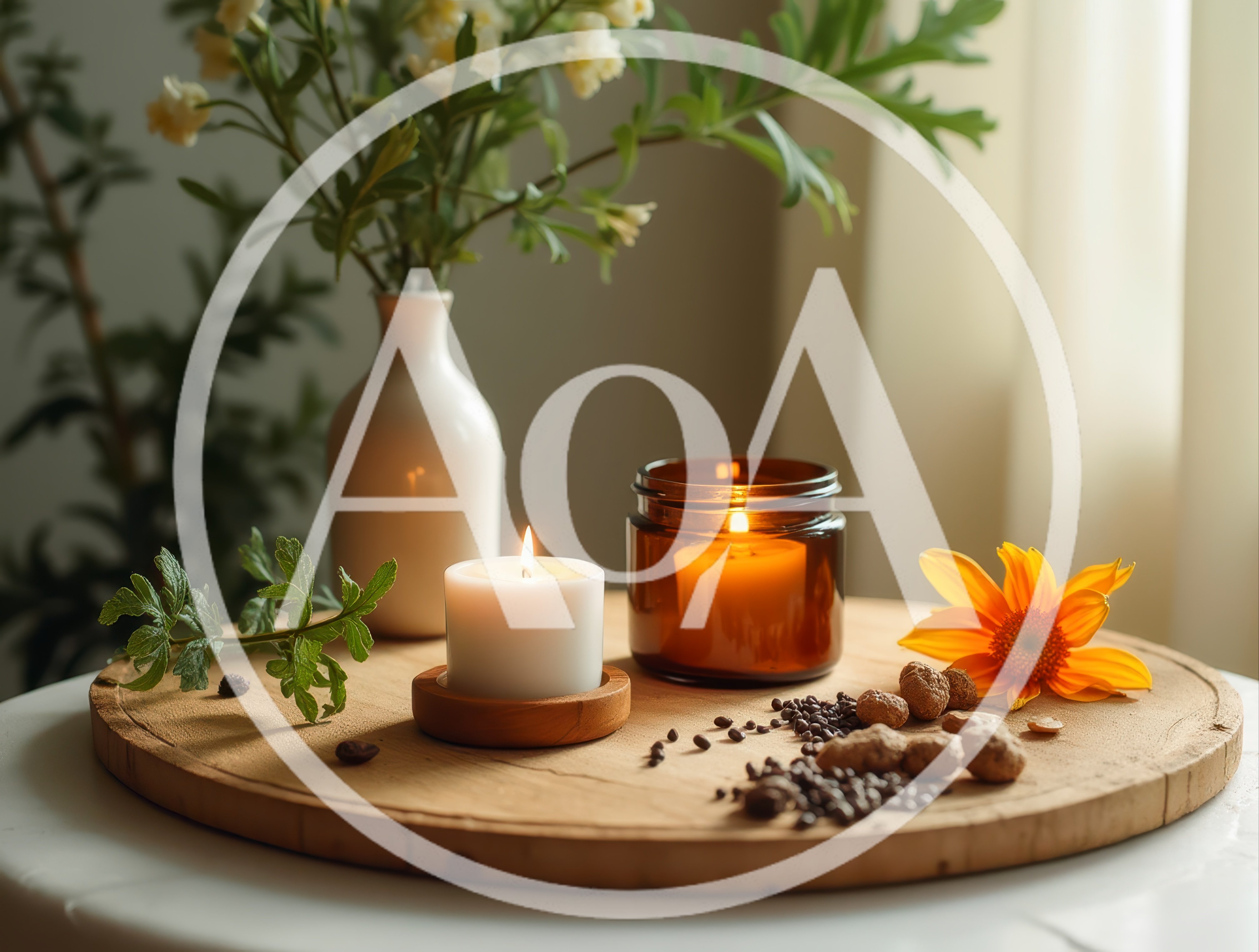 Cozy Still Life With Candles And Flowers