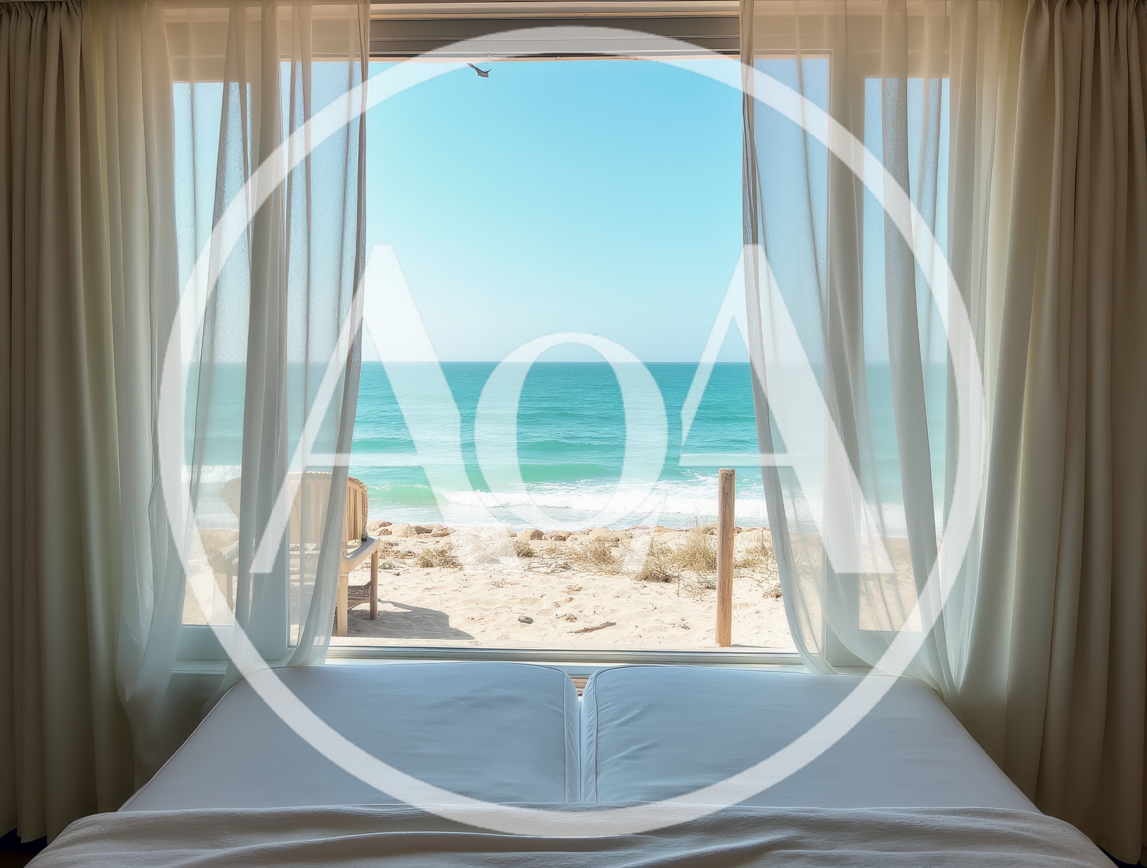View Of Tropical Beach From Hotel Room Window