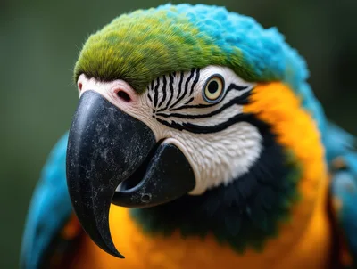 Close Up Portrait Of A Blue And Gold Macaw