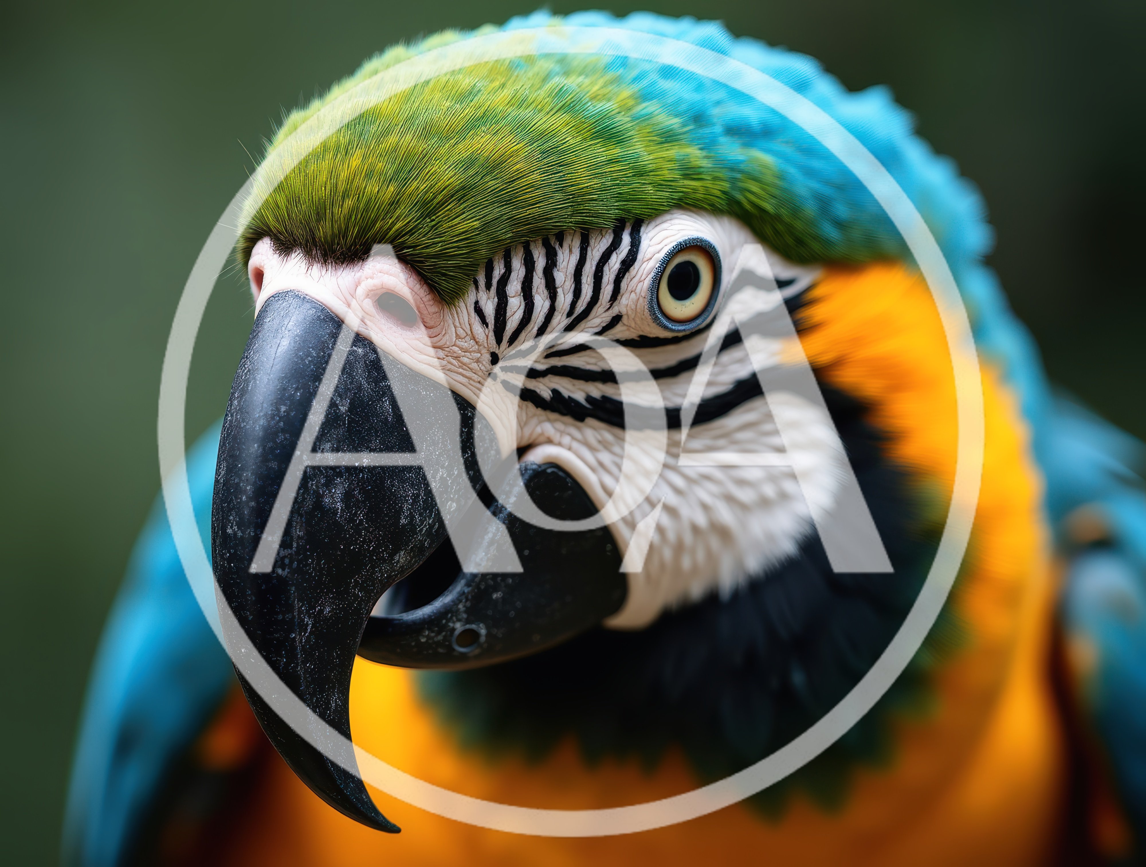Close Up Portrait Of A Blue And Gold Macaw