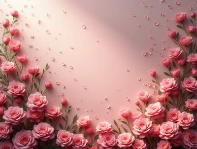 Pink Rose Floral Border Background