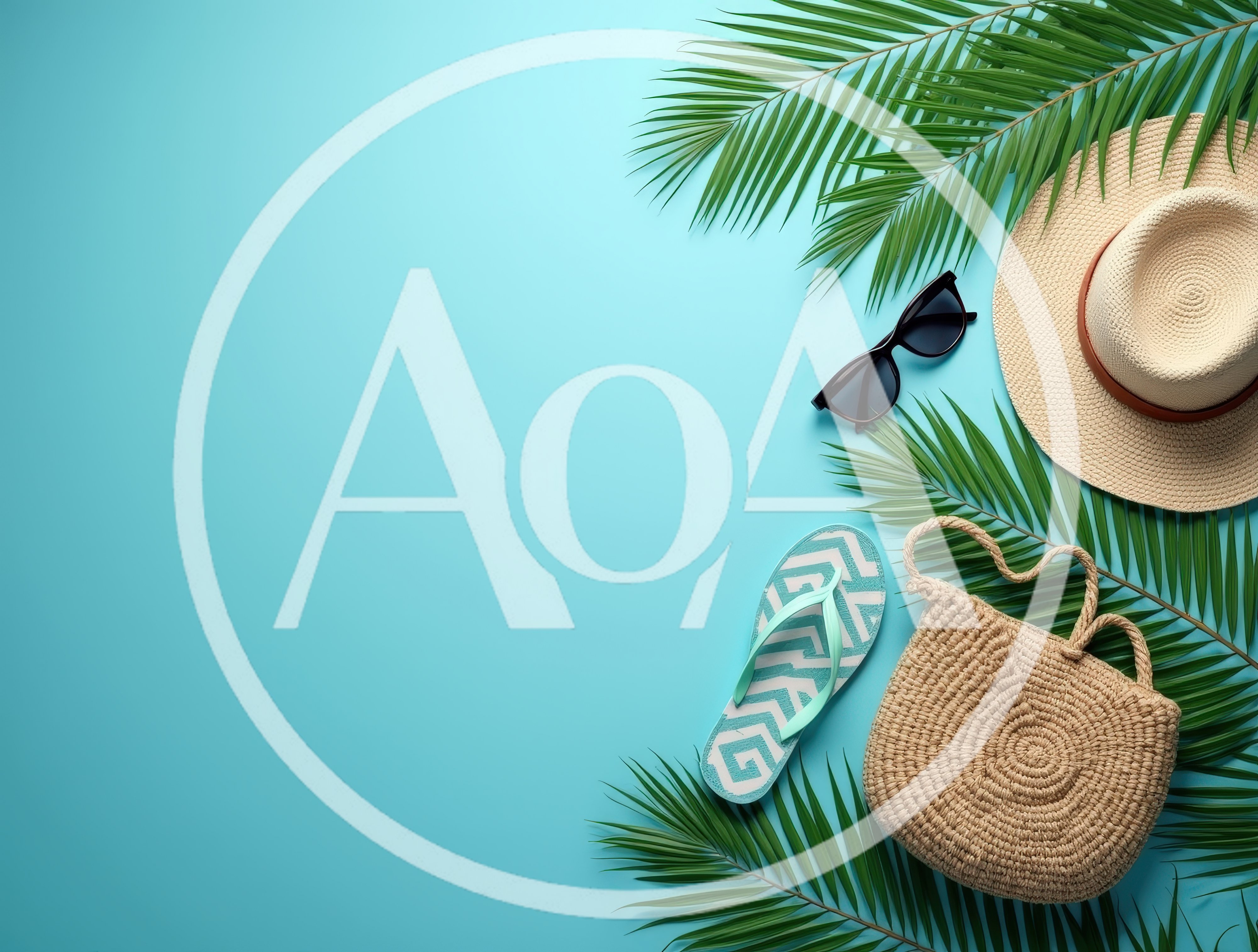 Summer Vacation Accessories on Blue Background