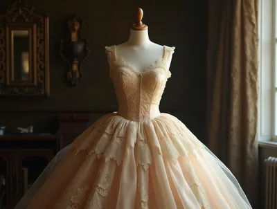 Elegant Vintage Style Wedding Dress On Mannequin