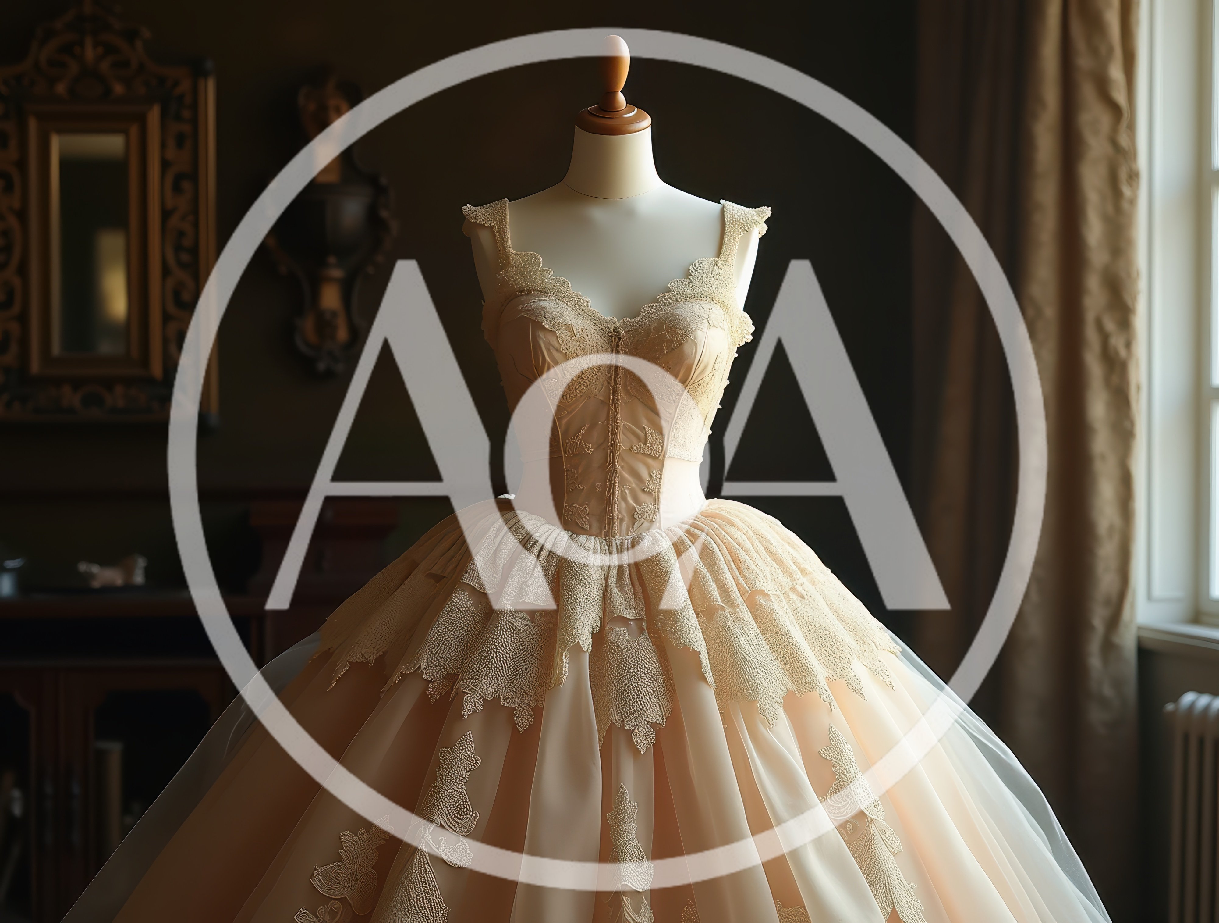 Elegant Vintage Style Wedding Dress On Mannequin