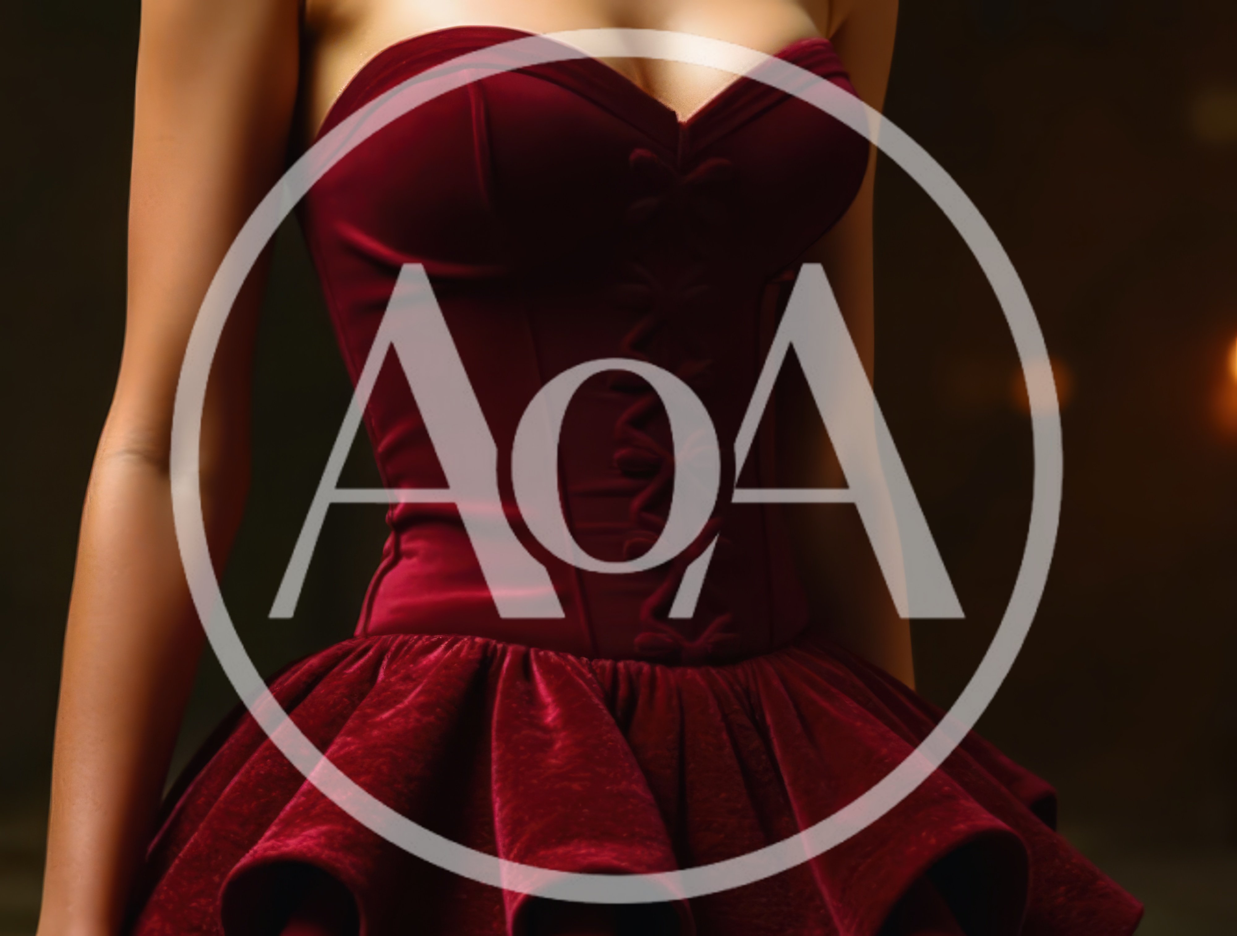 Woman Wearing A Deep Red Velvet Corset Dress