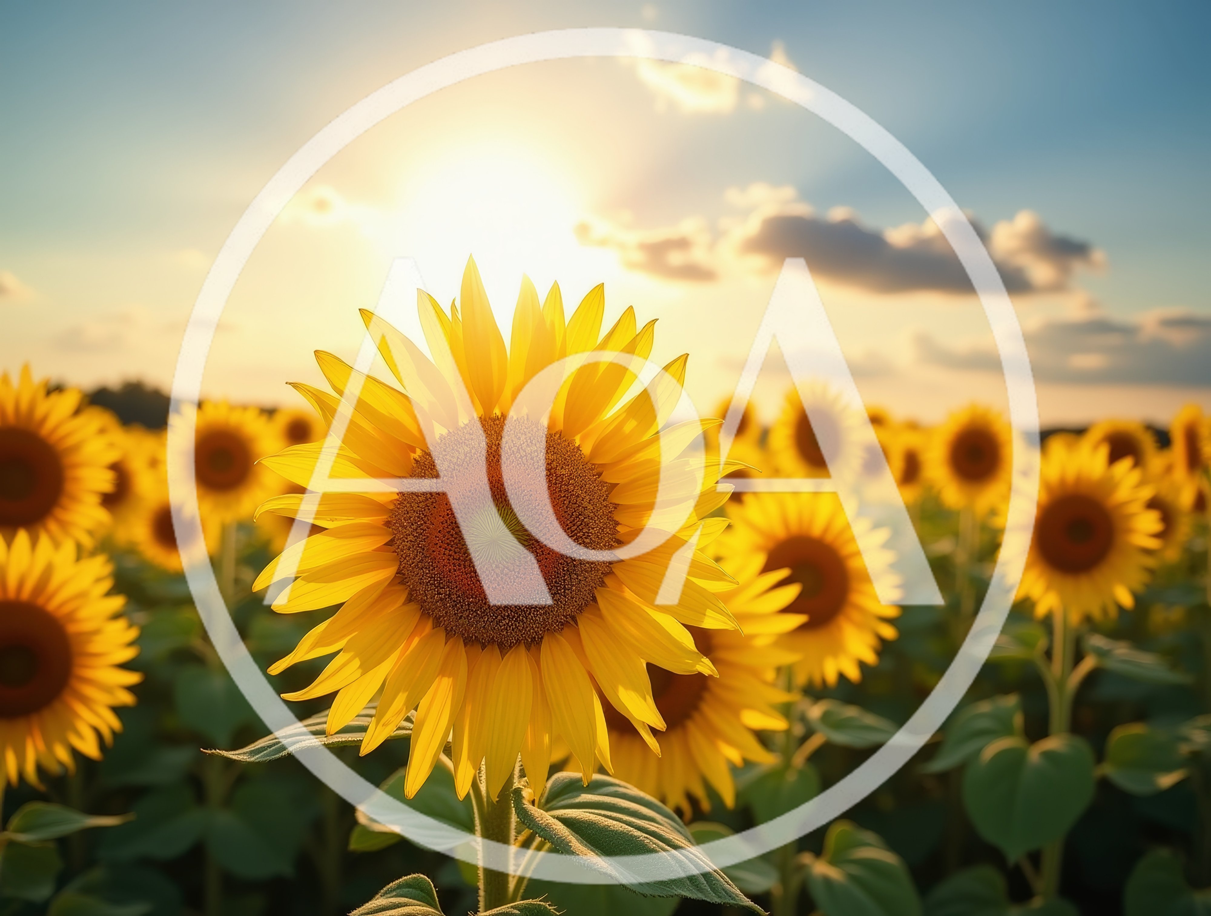 Vibrant Sunflowers Blooming In A Golden Hour Field