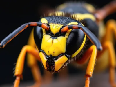 Extreme Macro Close Up Of A Wasp Head