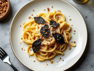Gourmet Truffle Pasta Dish On A Plate