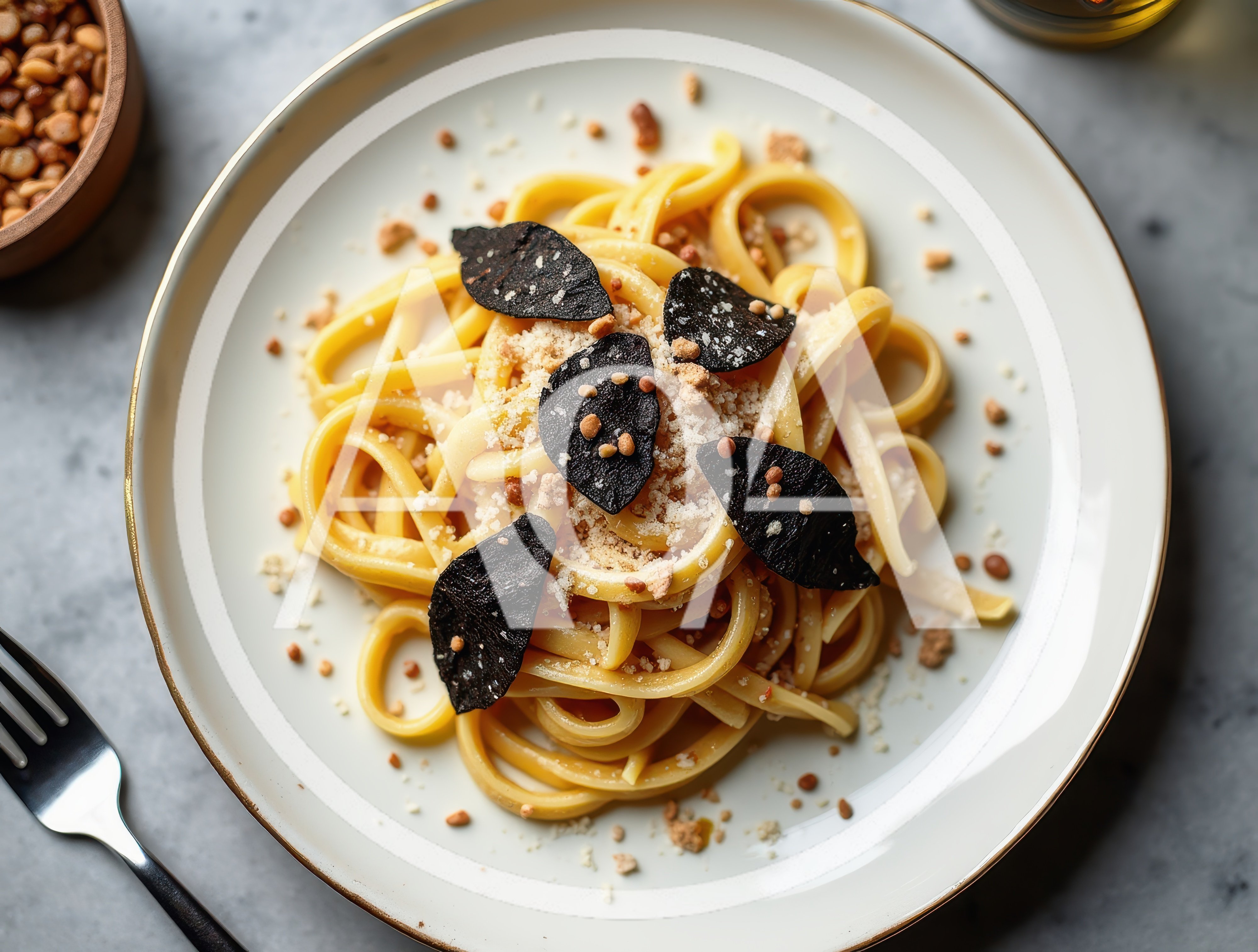 Gourmet Truffle Pasta Dish On A Plate