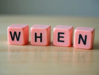 Pink Letter Blocks Spelling The Word When