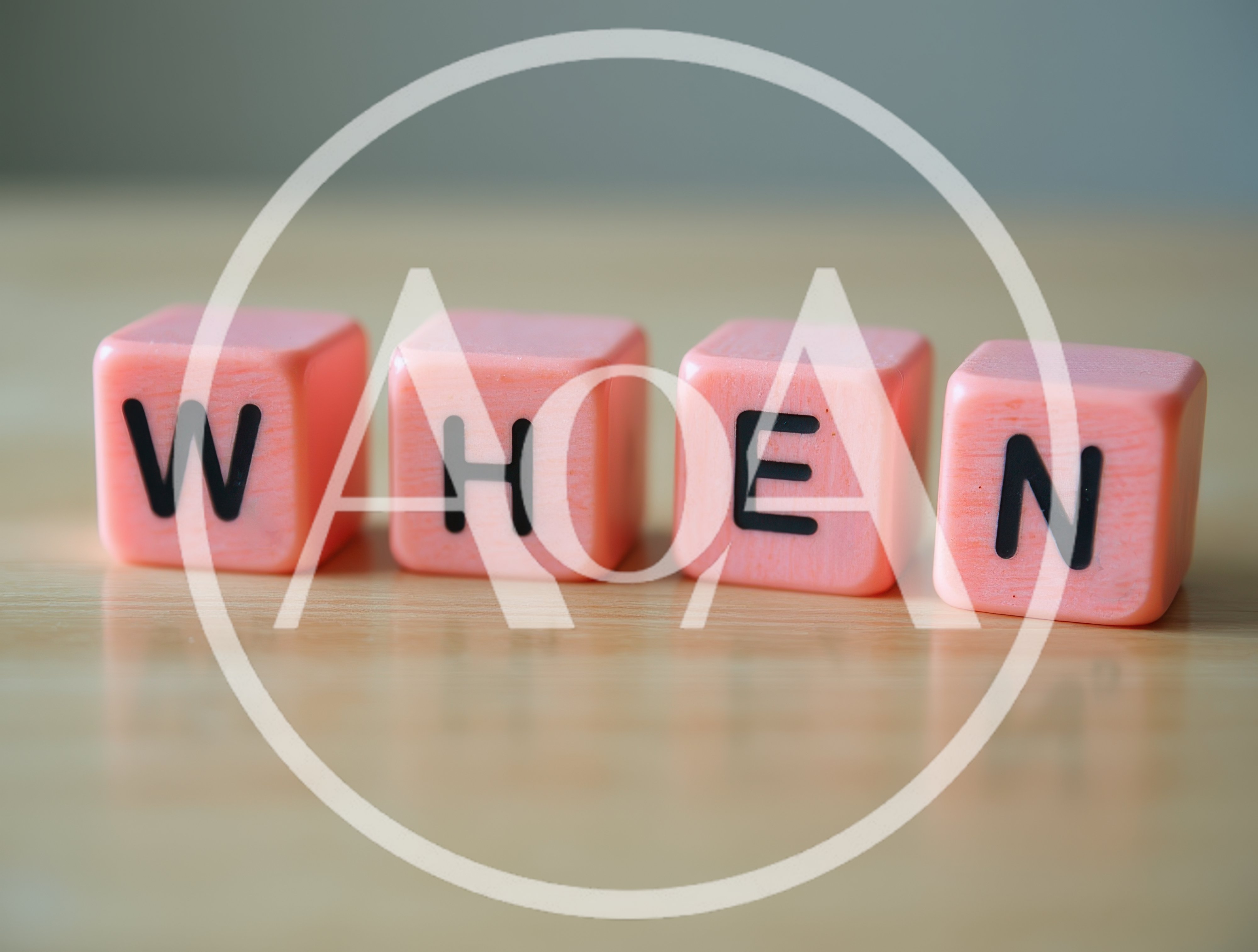 Pink Letter Blocks Spelling The Word When