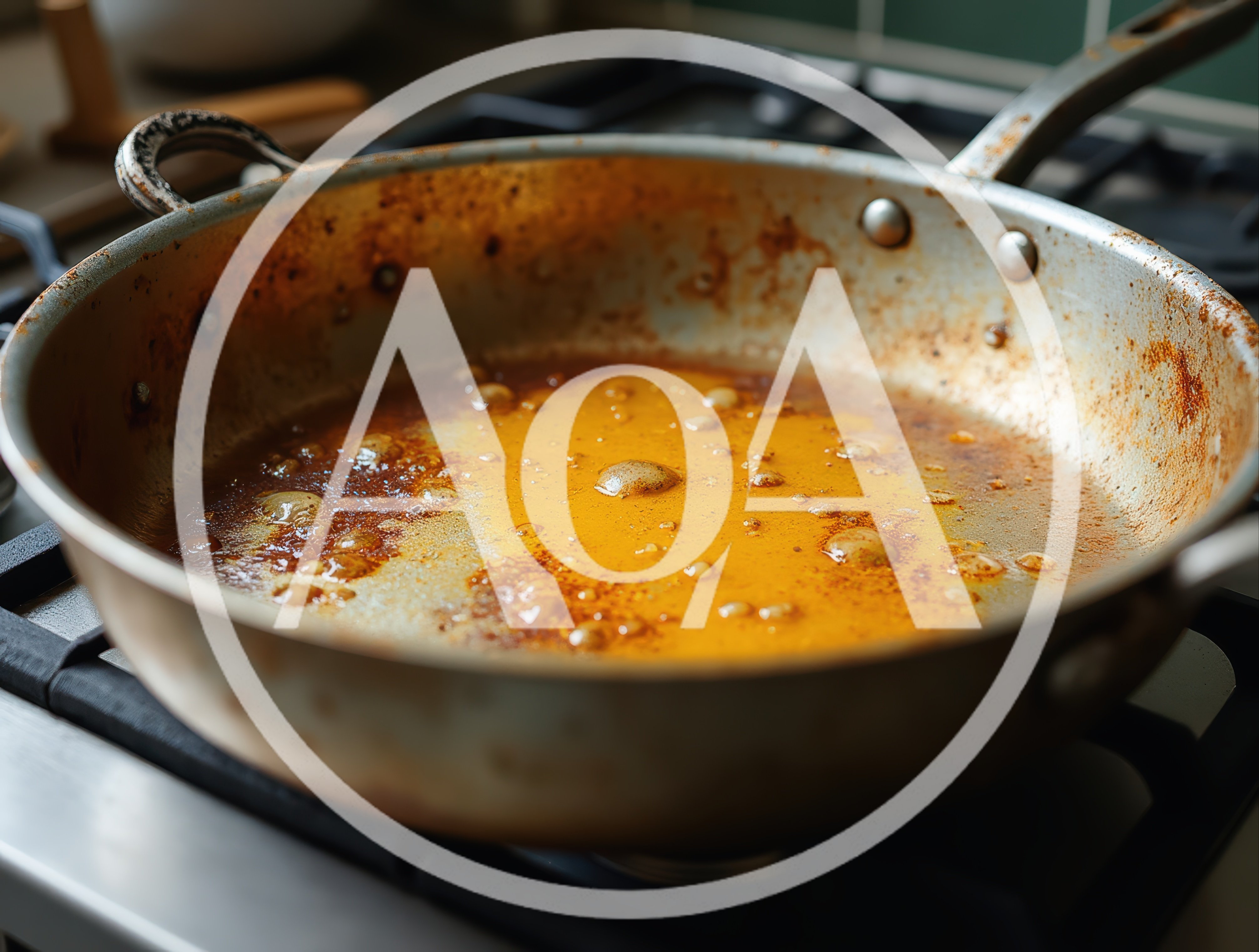 Dirty Metal Frying Pan With Cooking Oil
