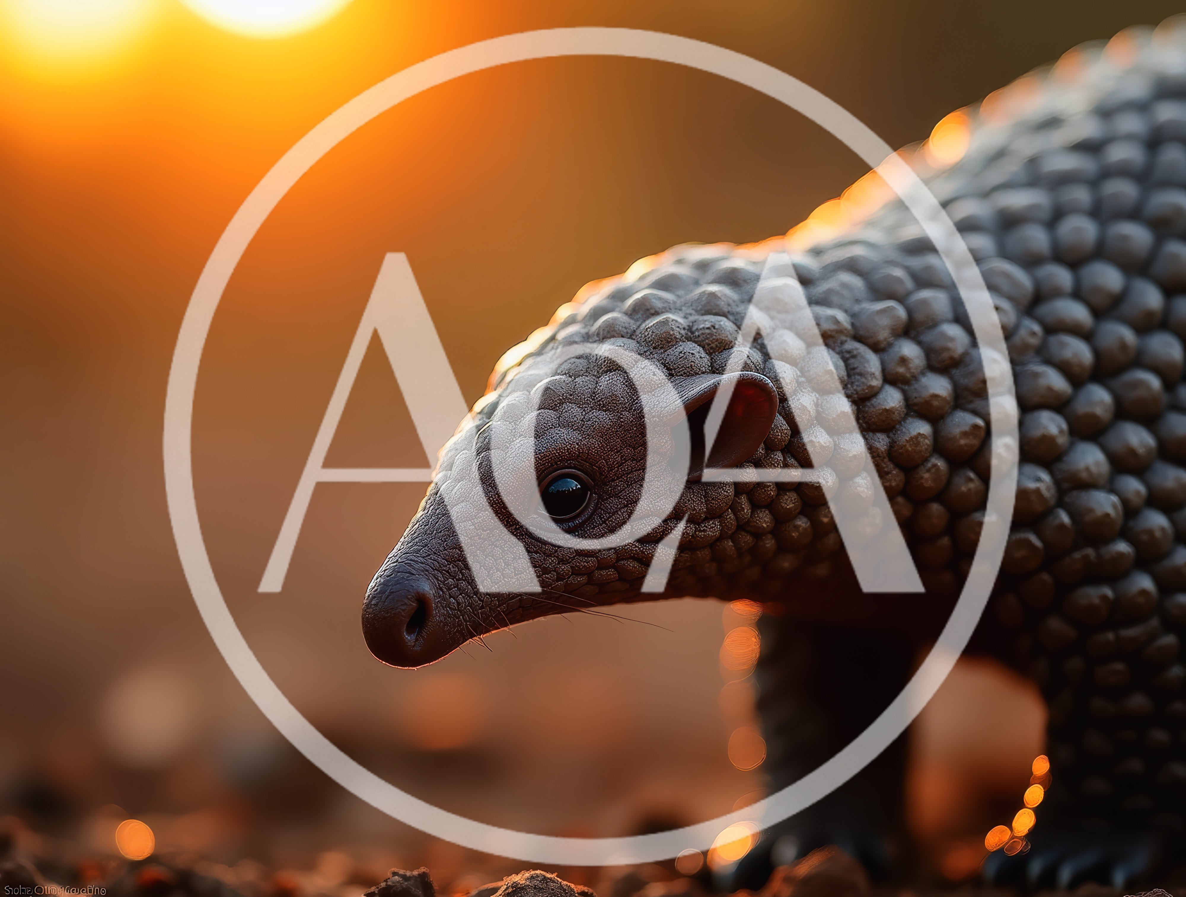 Close Up Of A Pangolin In Golden Hour Light