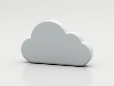 3D Rendered White Cloud Icon On White Background