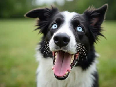 Happy Border Collie With Bright Blue Eyes
