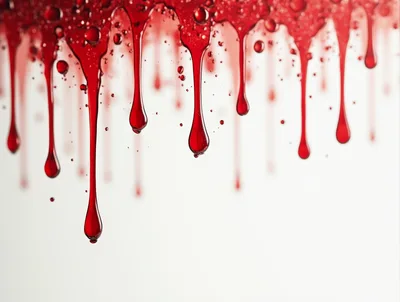 Red Liquid Dripping Down Against White Background