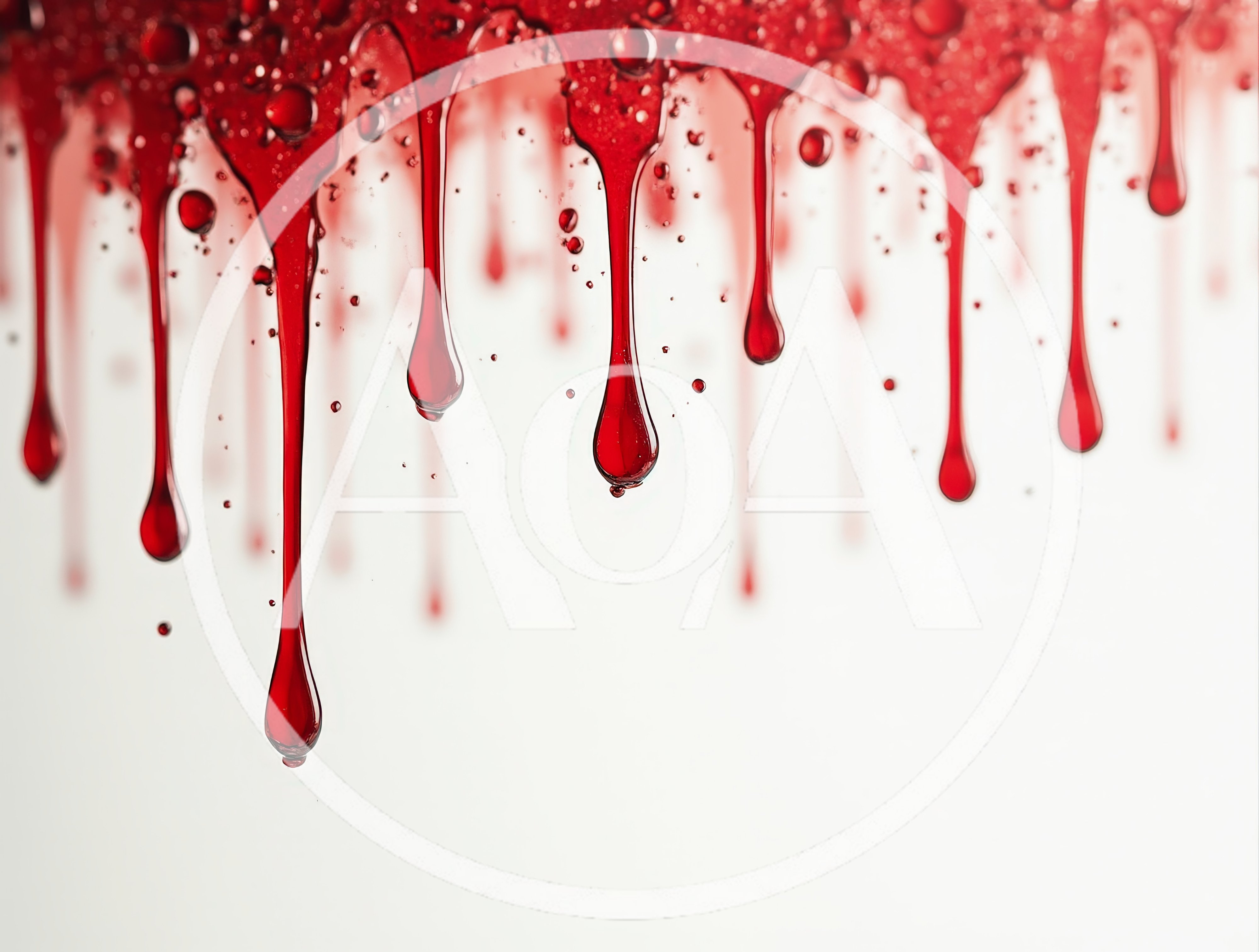 Red Liquid Dripping Down Against White Background