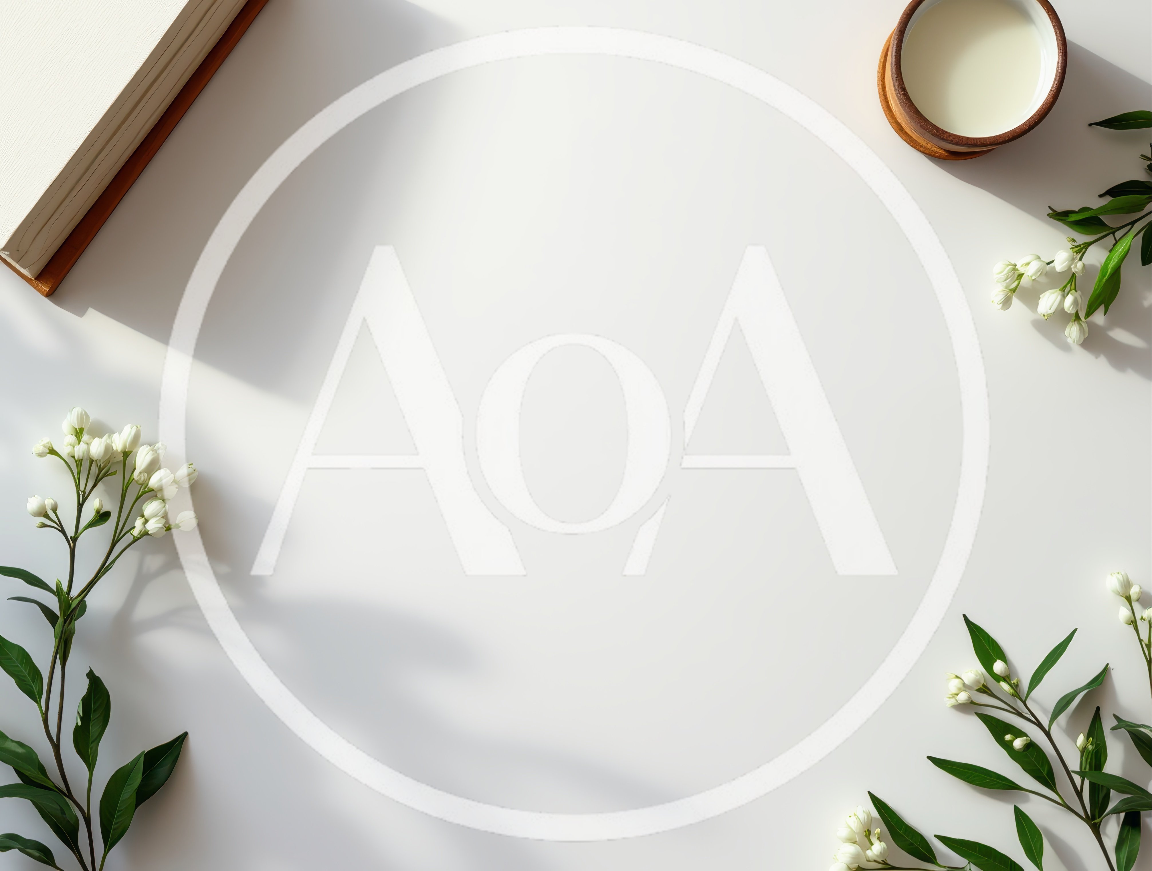 Flat Lay Composition With Book And White Flowers