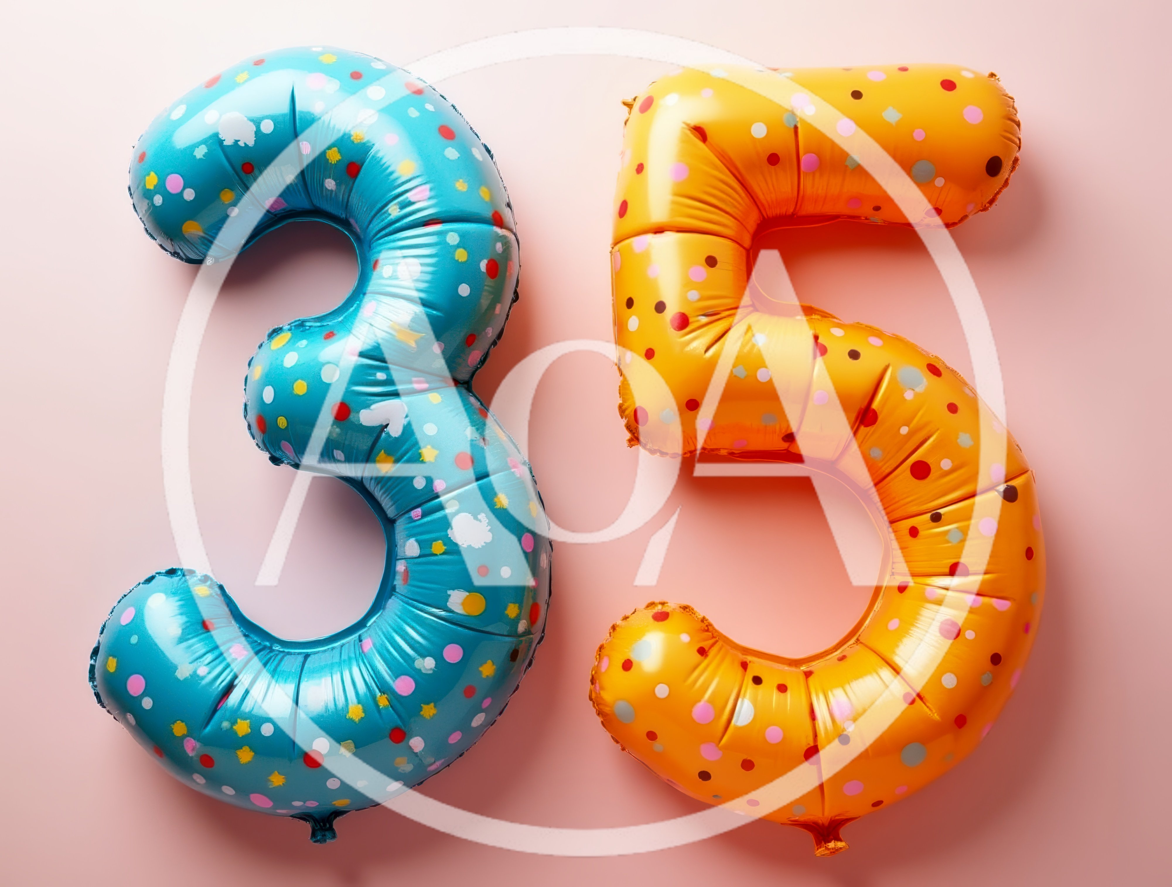 Blue And Orange Number Thirty Five Balloons