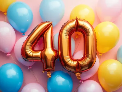 Gold Number Forty Balloons For Birthday Celebration