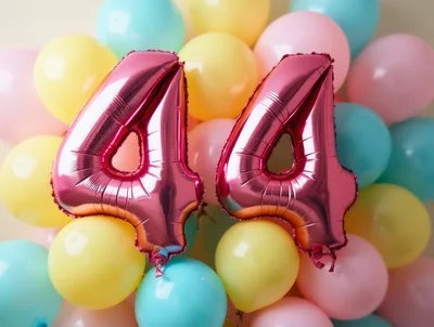 Pink Foil Number Forty Four Balloons