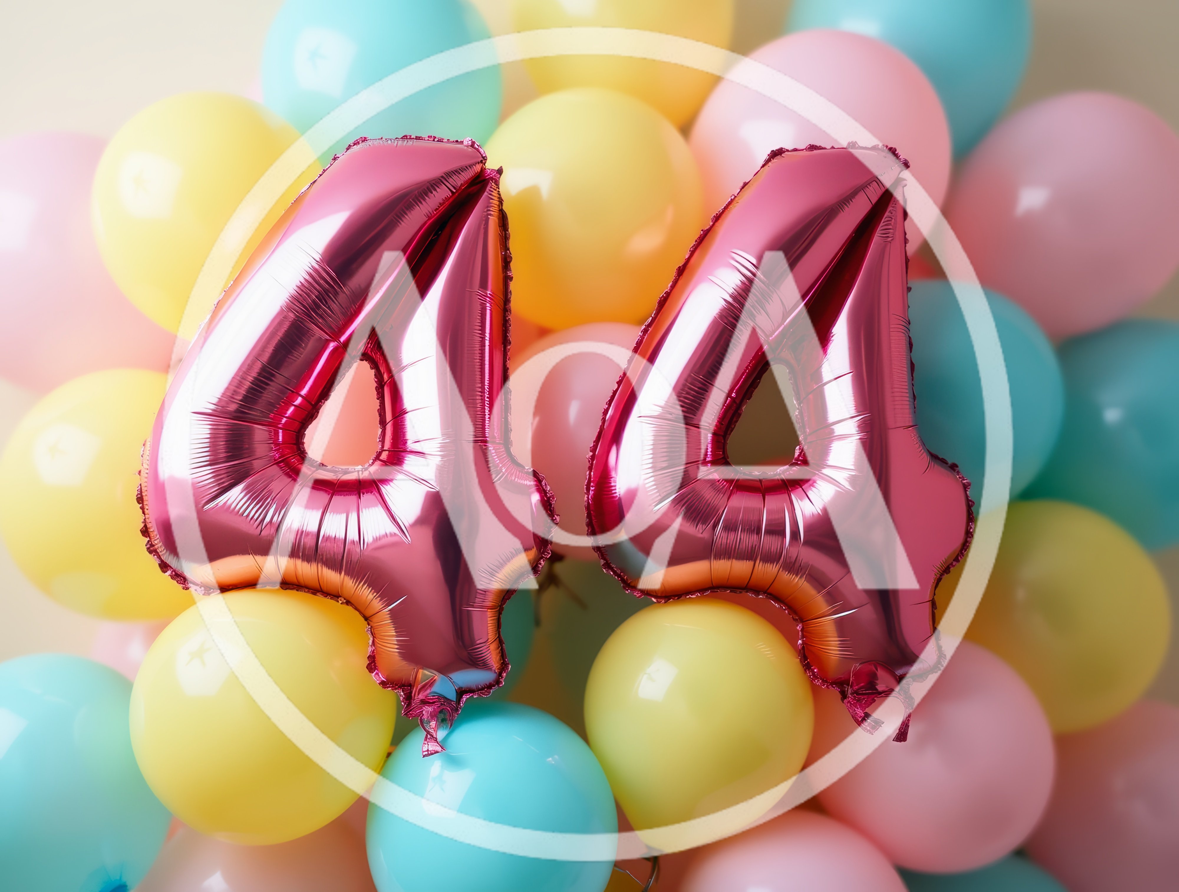 Pink Foil Number Forty Four Balloons