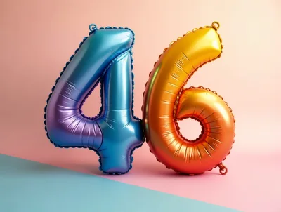 Metallic Blue and Orange Number Forty Six Balloons