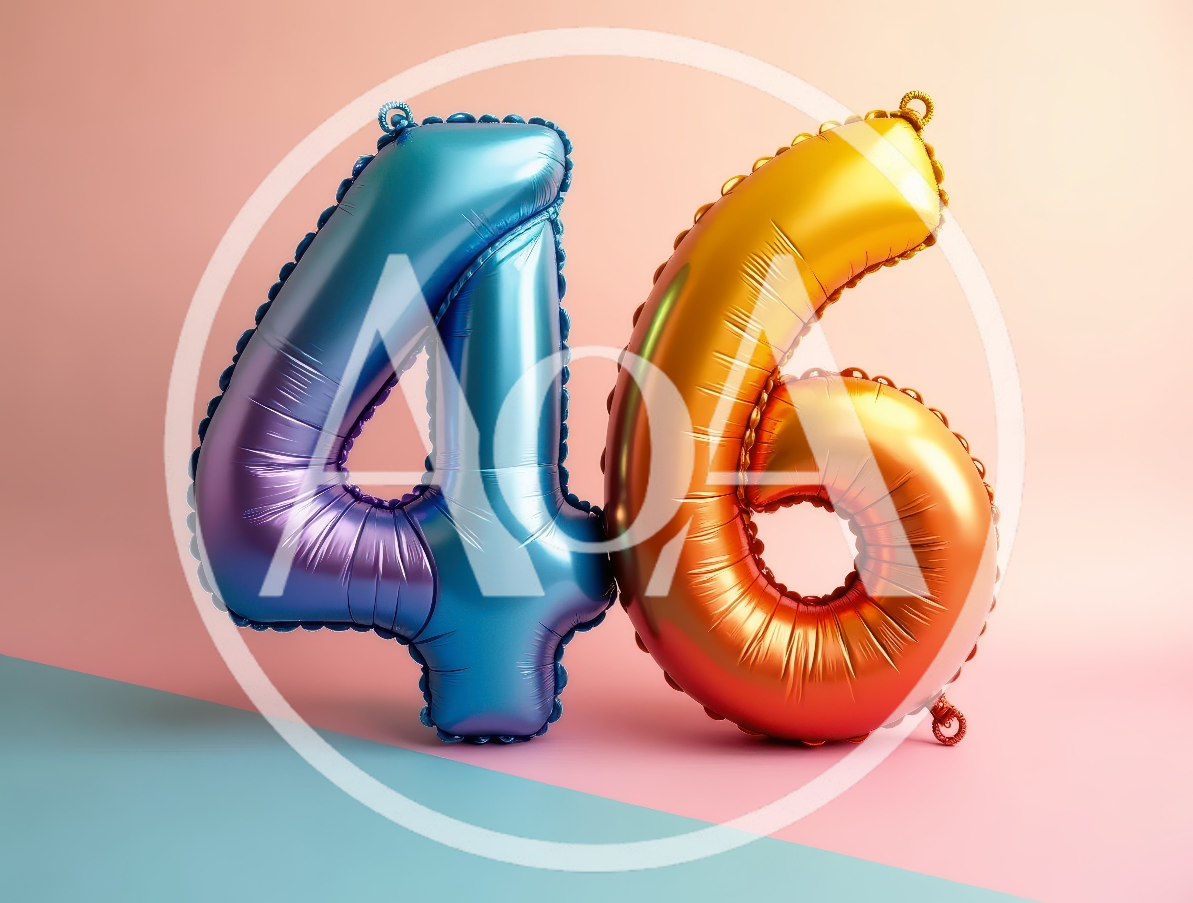 Metallic Blue and Orange Number Forty Six Balloons