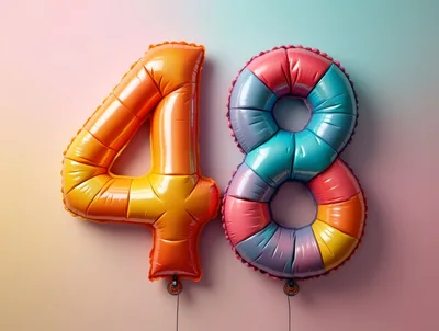 Colorful Number Forty Eight Foil Balloons