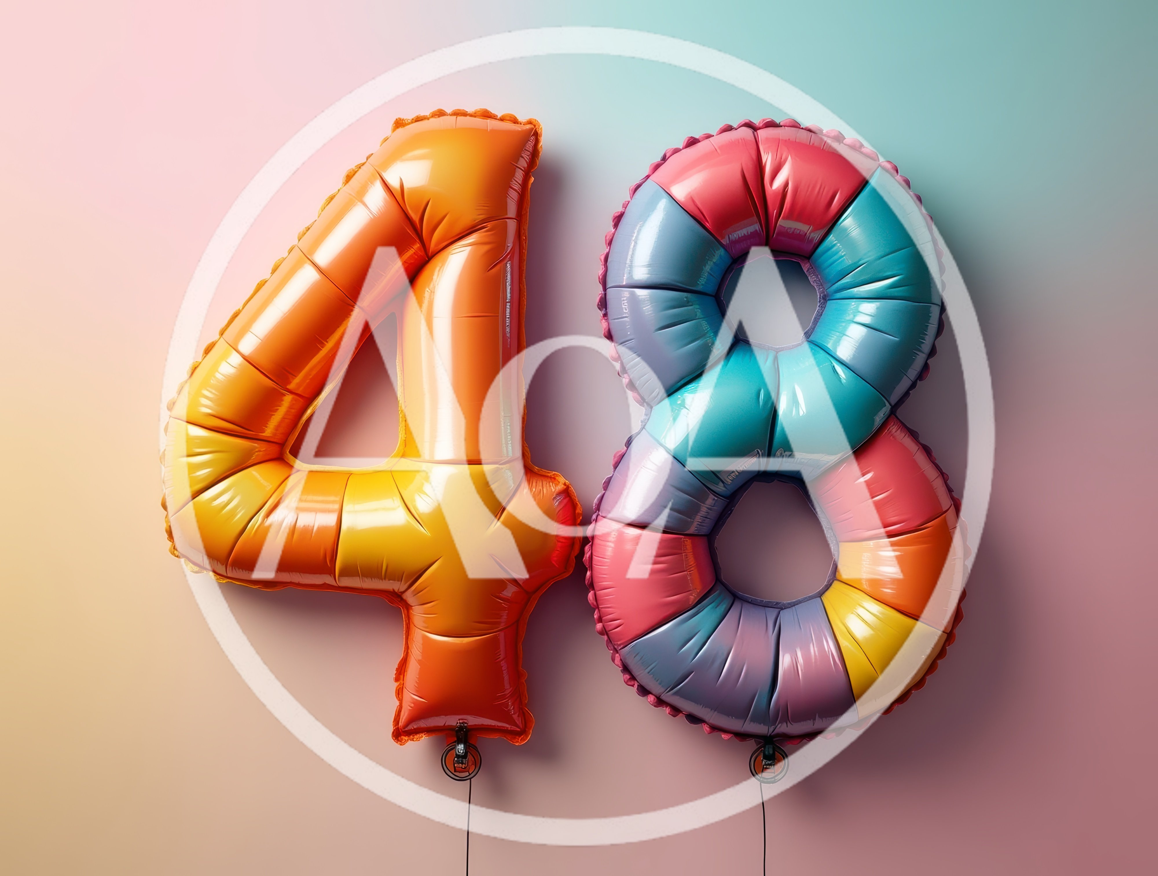 Colorful Number Forty Eight Foil Balloons